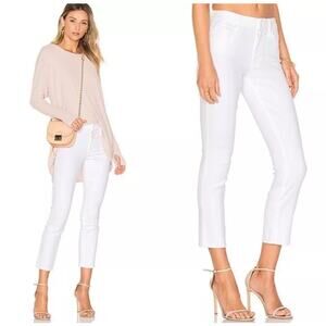 Mother The Looker Crop in Glass Slipper Mid-Rise White Jeans Women's 25